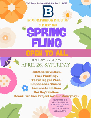 Come to our Spring Fling on Saturday, April 26th from 9am-2:30pm!!
